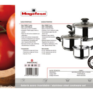 Batería acero inox. tapa cristal induccion Magefesa Family 5 piezas