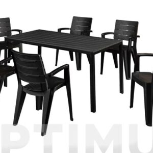 Mesa resina aluminio california antracita 155 x 80 cm